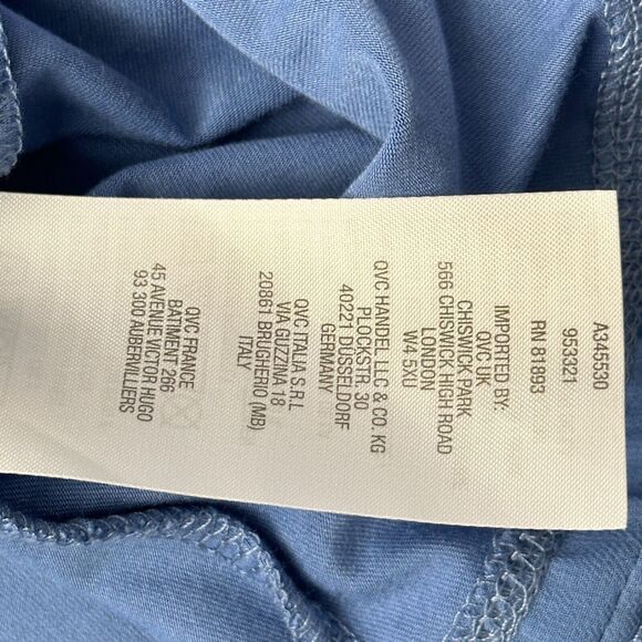 LOGO Lori Goldstein Top Womens Large Blue Sheer Asymmetrical Hem Accents Flowy - Picture 10 of 10